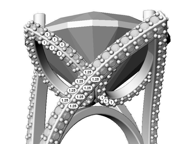 Big cushion stone ring 3D print model_12