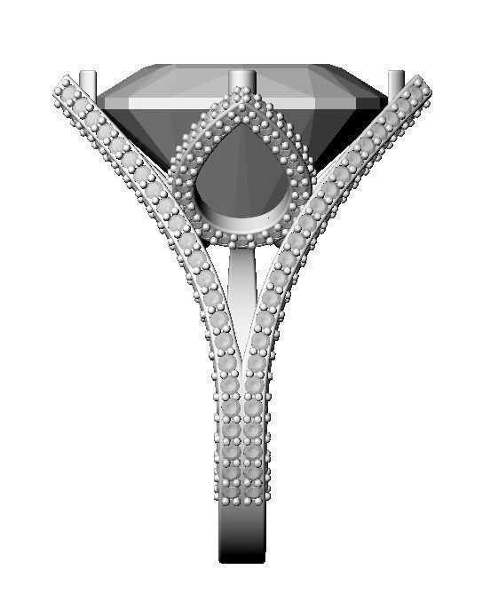 Big cushion stone ring 3D print model_8