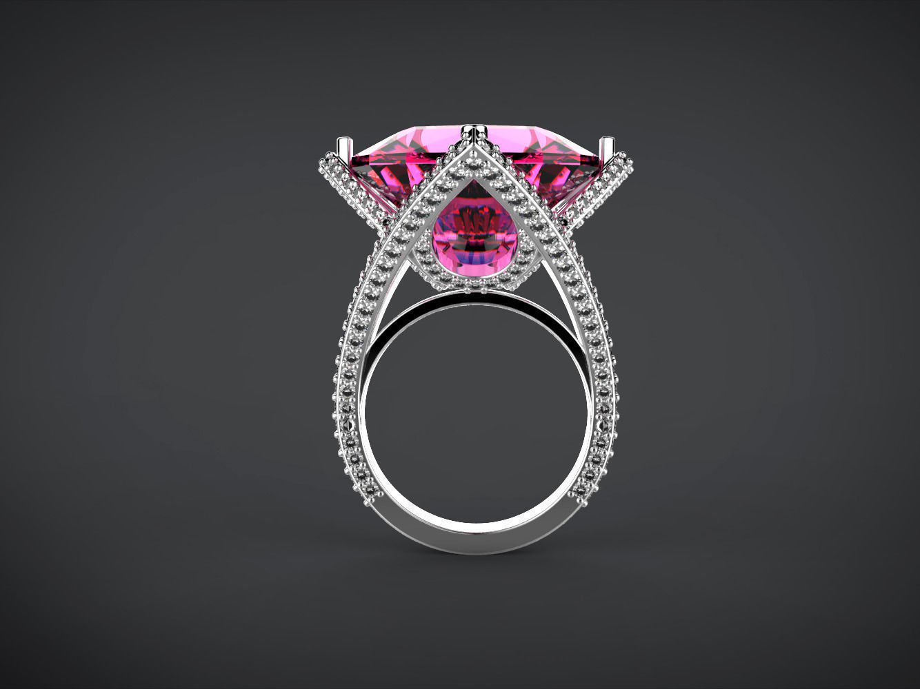 Big cushion stone ring 3D print model_6