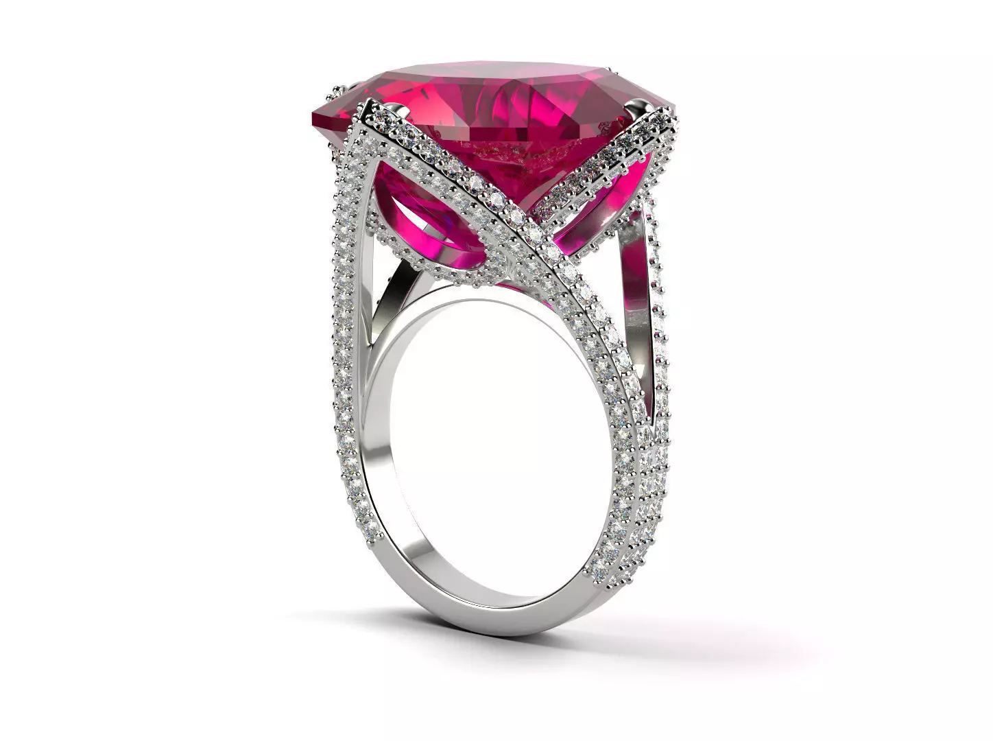 Big cushion stone ring 3D print model_0