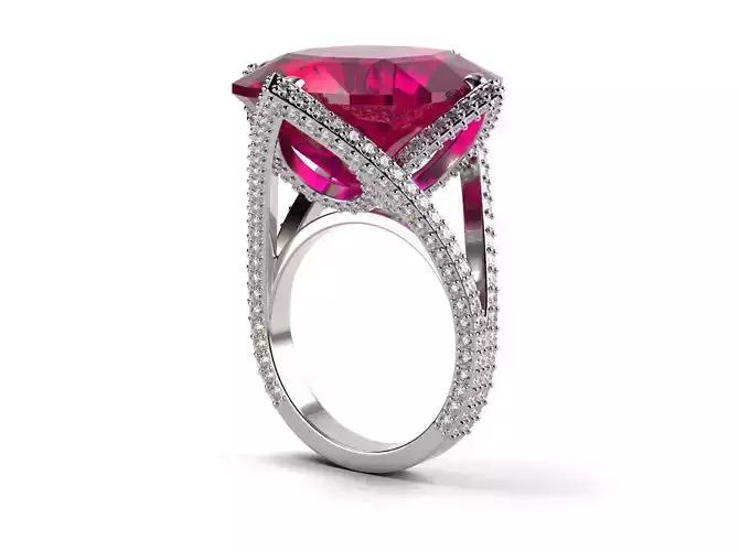 Big cushion stone ring