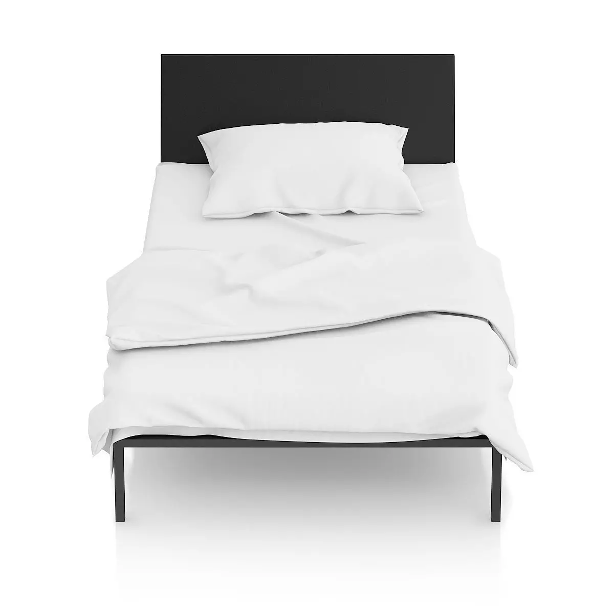 Black Single Bed 3D model_4