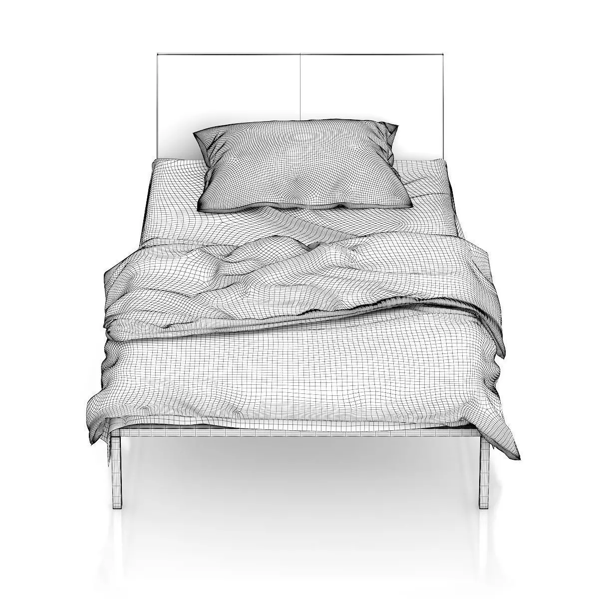 Black Single Bed 3D model_5