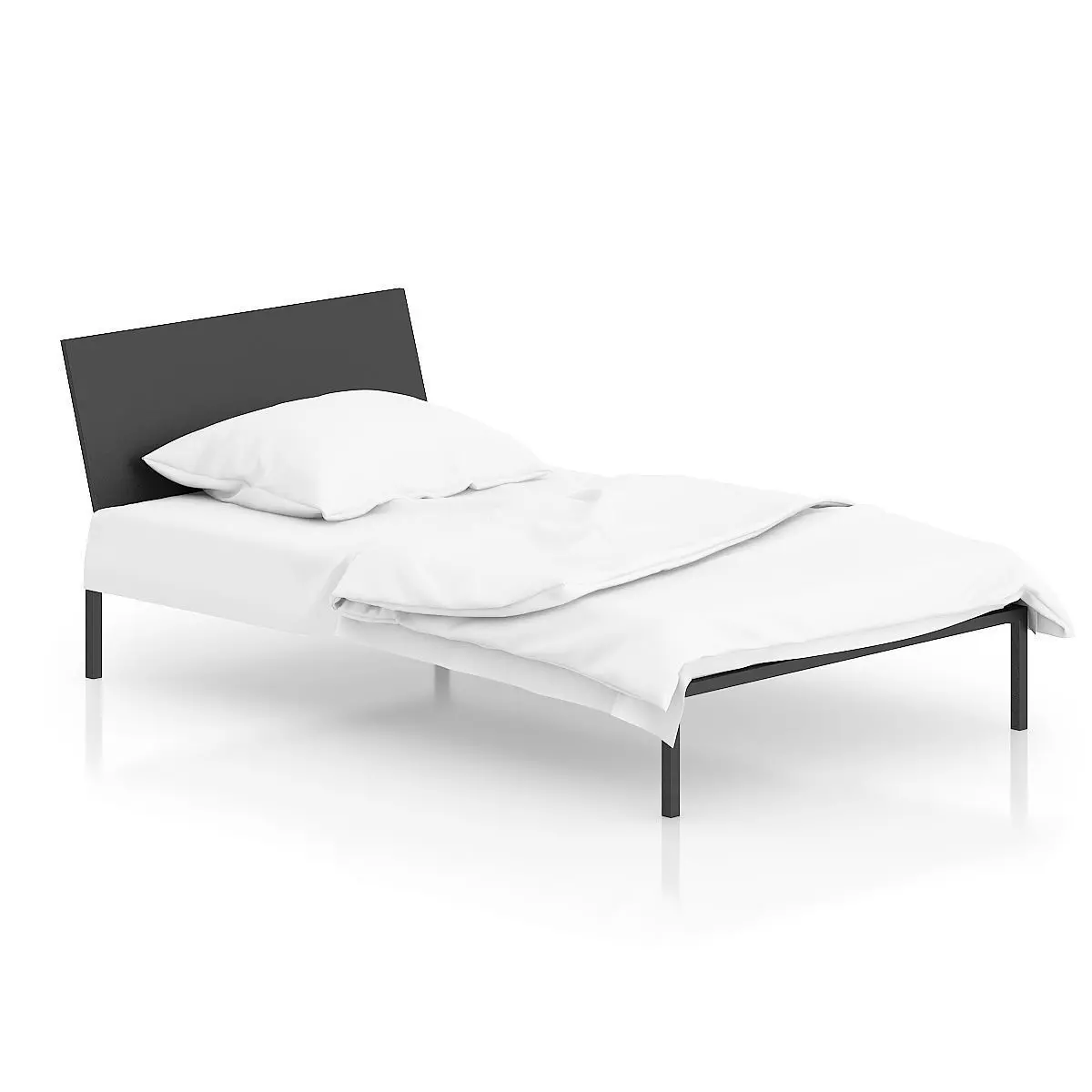 Black Single Bed 3D model_0
