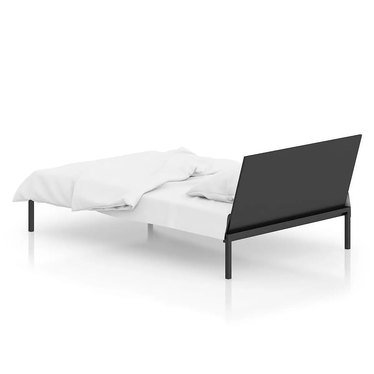 Black Single Bed 3D model_2