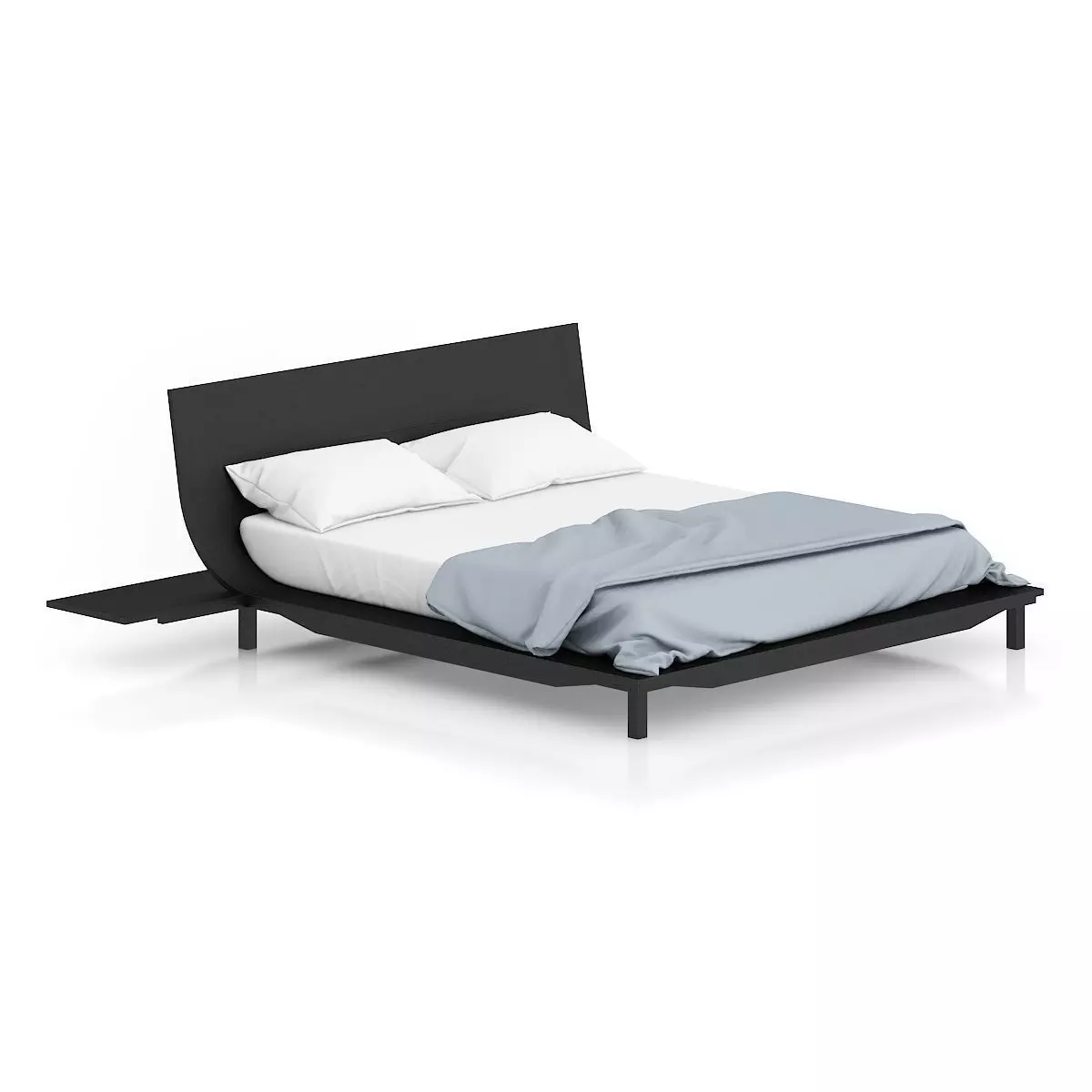 Modern Black Wood Bed 3D model