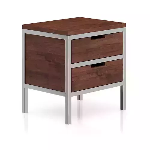 Wooden Bedside Cabinet with Metal Frame 3D model