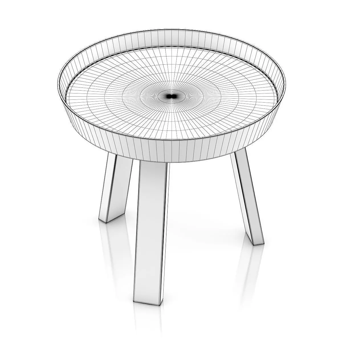Round Wooden Table 3D model_3