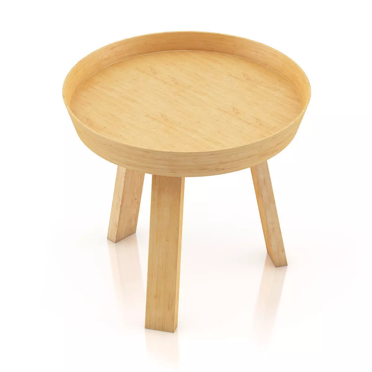 Round Wooden Table 3D model_2