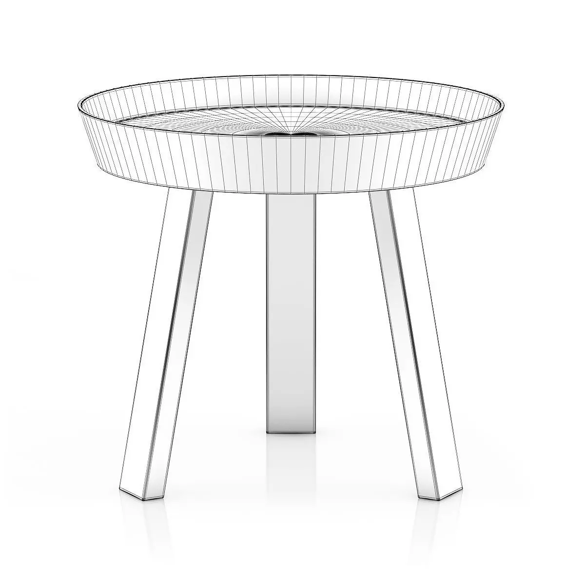 Round Wooden Table 3D model_1