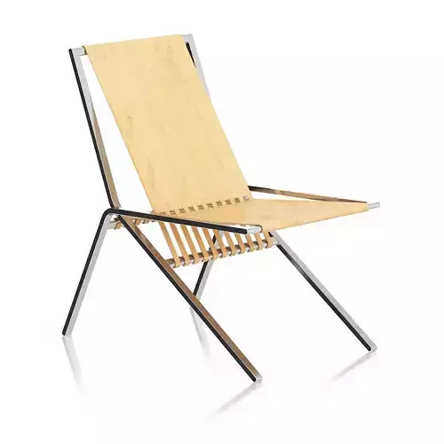 Wood and Metal Lounge Chair 3D model