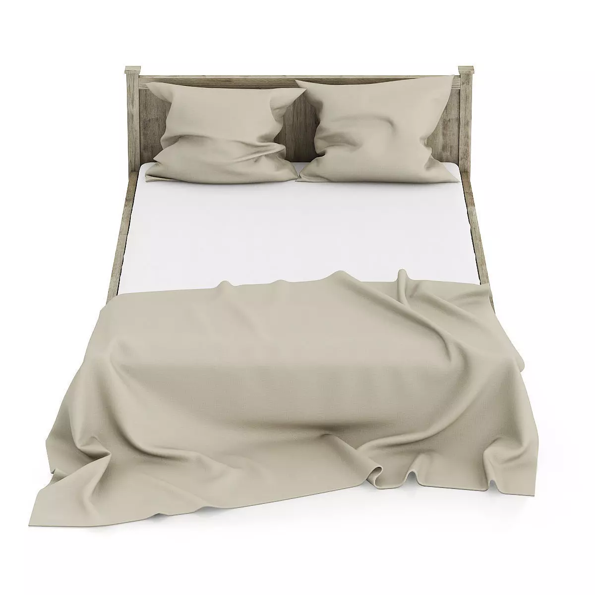 Wooden Bed 3D model_4