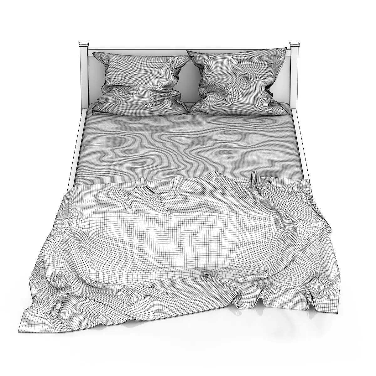 Wooden Bed 3D model_5