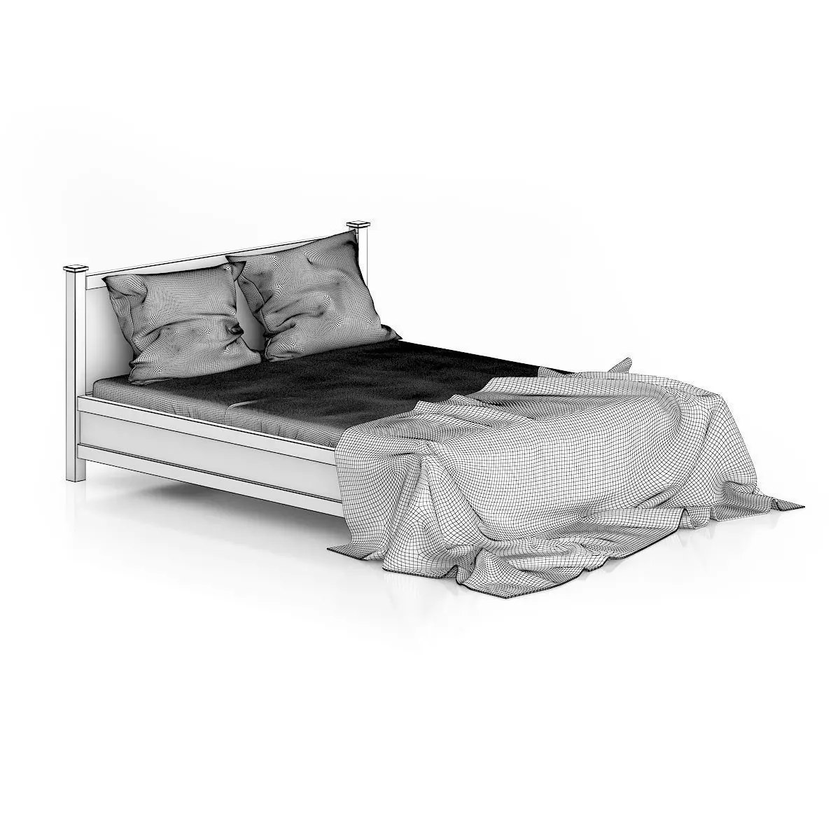 Wooden Bed 3D model_1