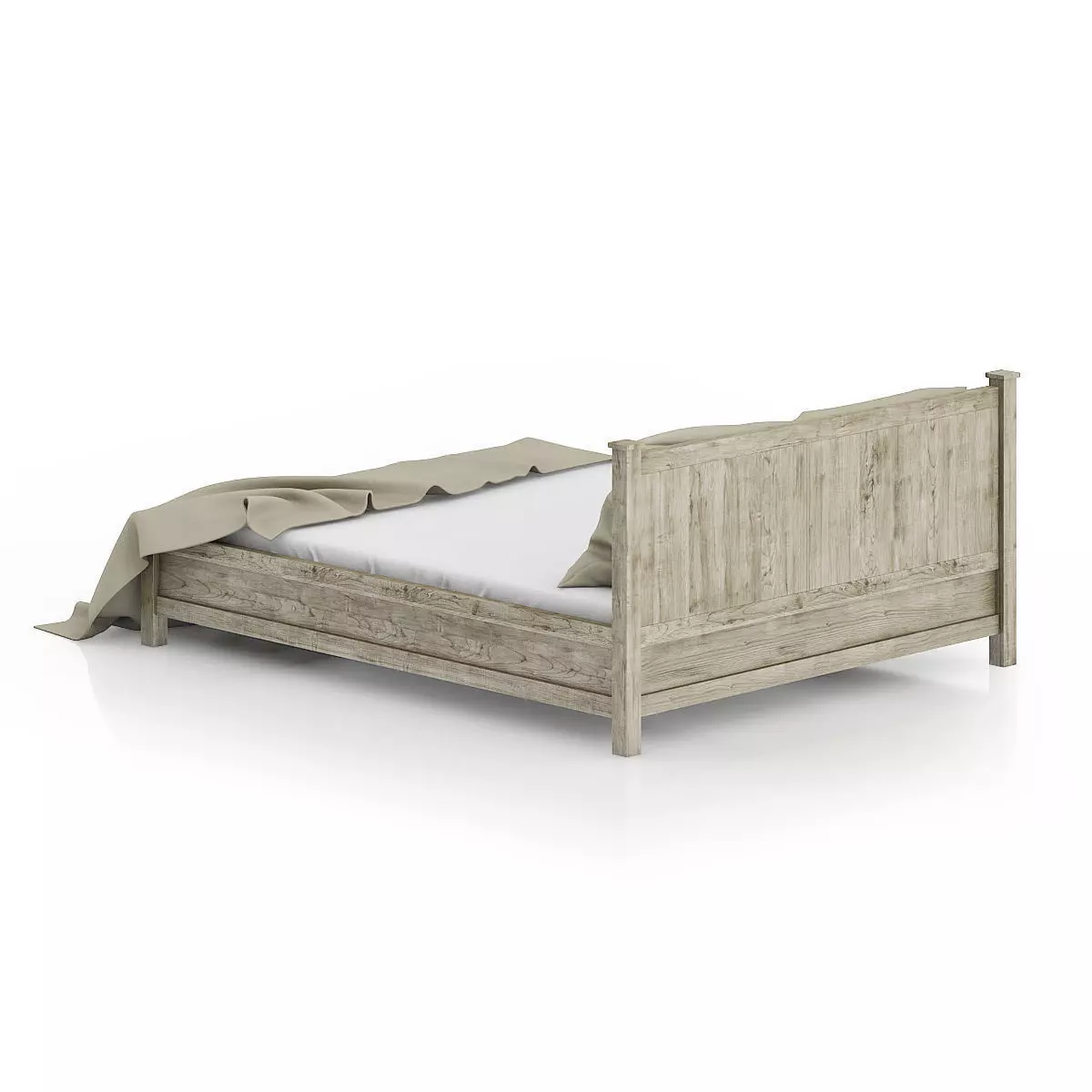 Wooden Bed 3D model_2