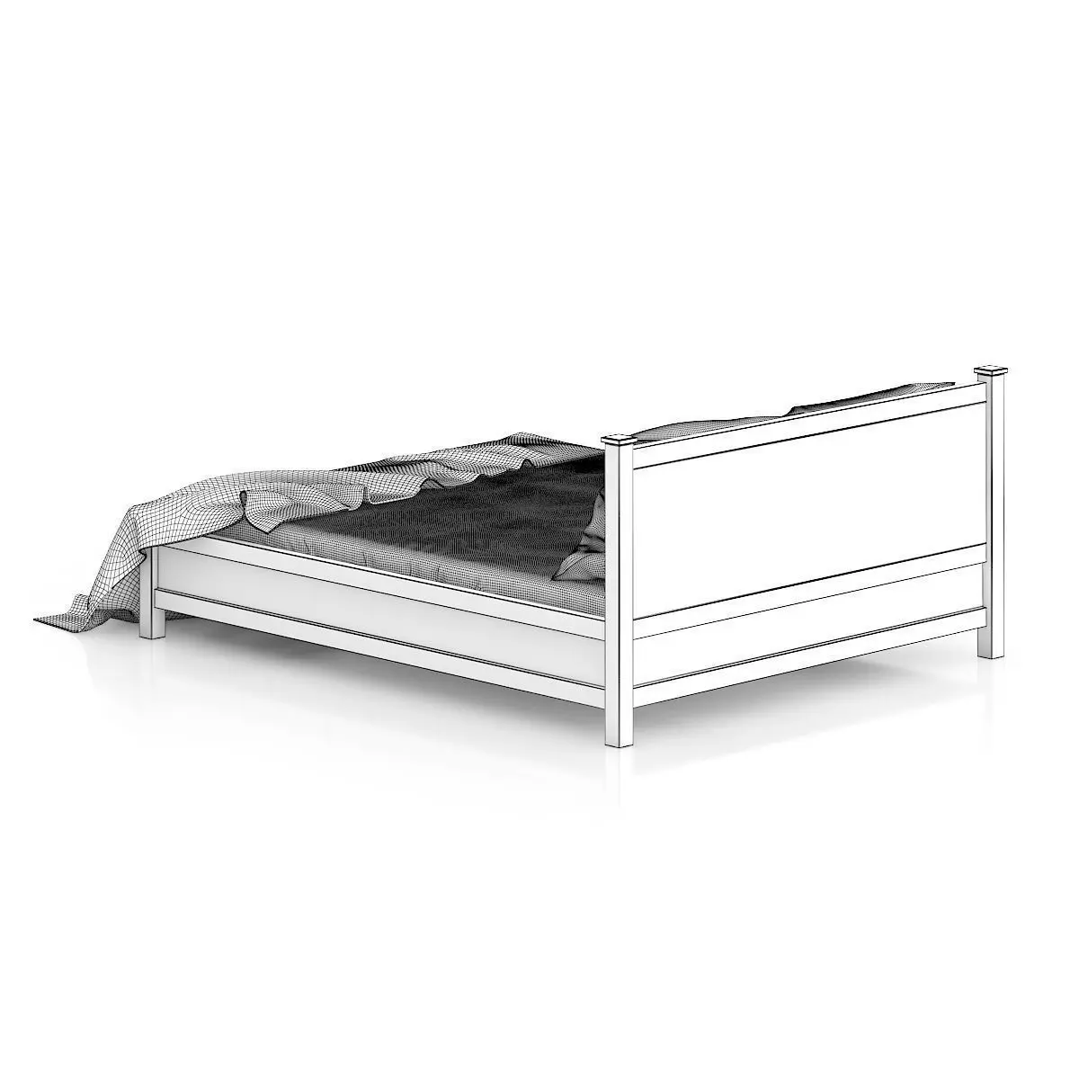 Wooden Bed 3D model_3