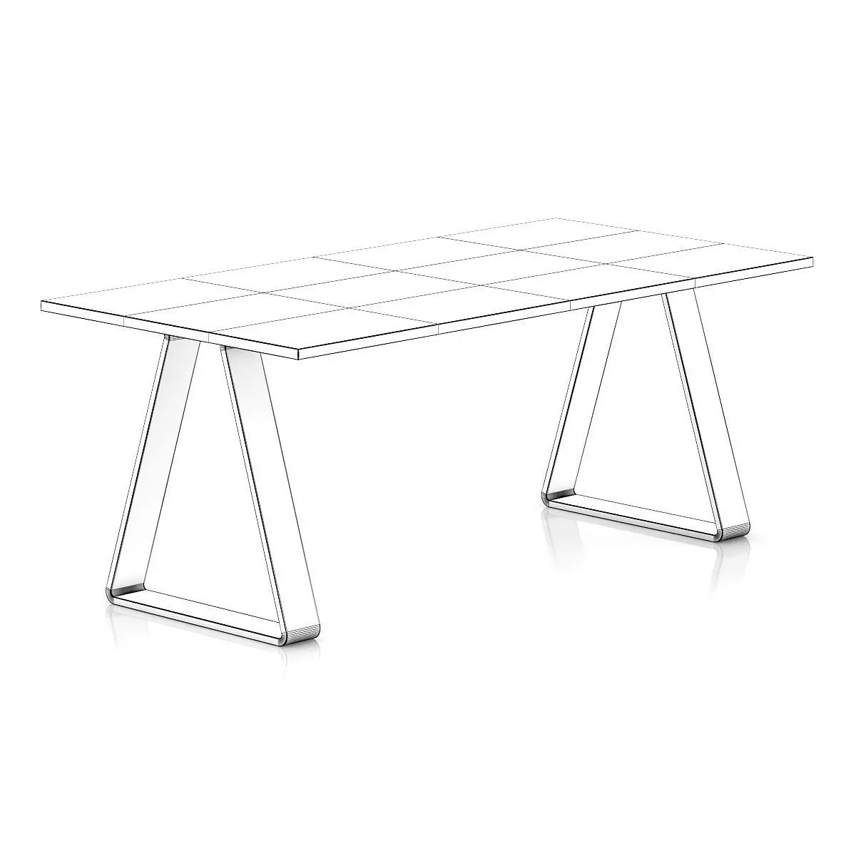 White Wooden Table 3D model_1
