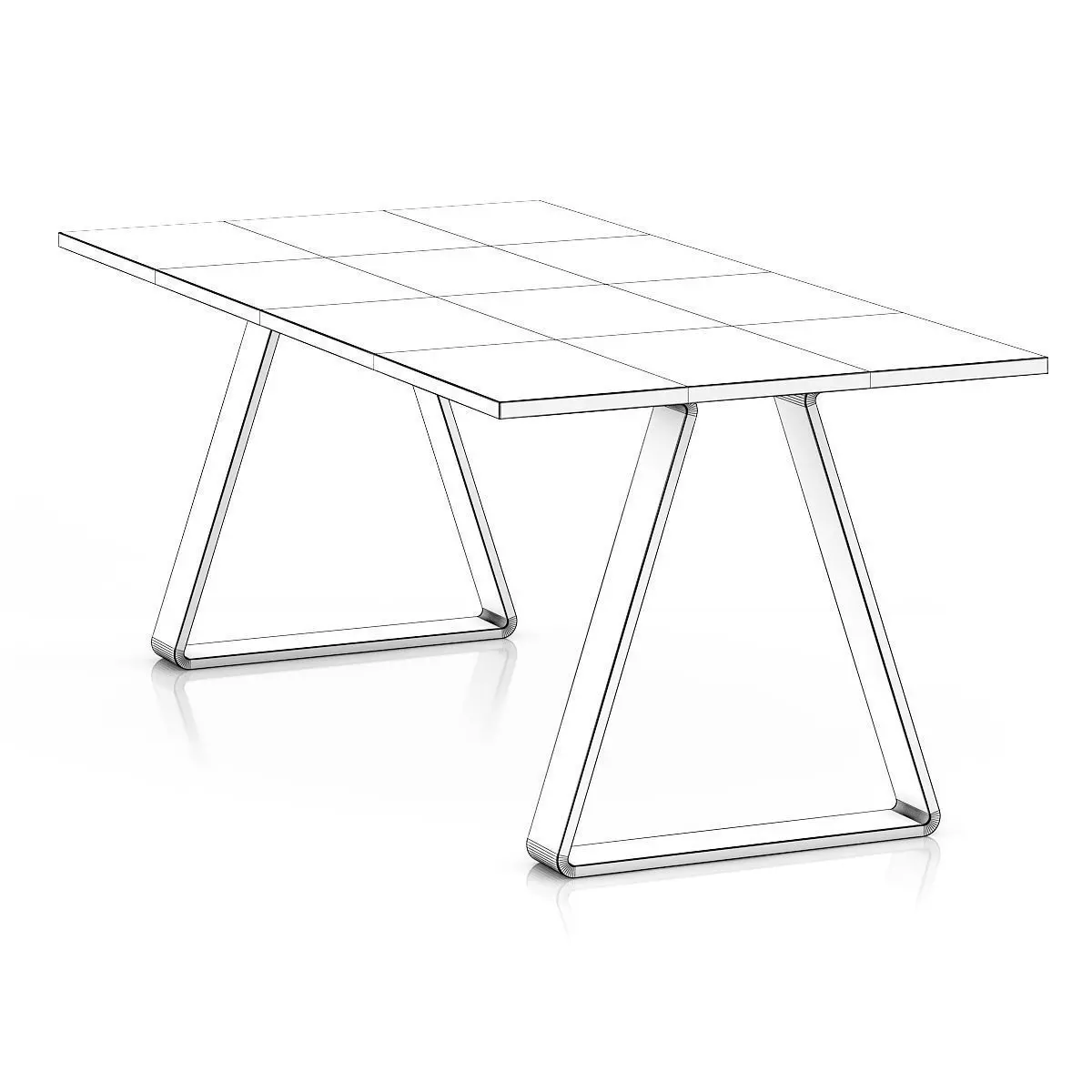 White Wooden Table 3D model_3