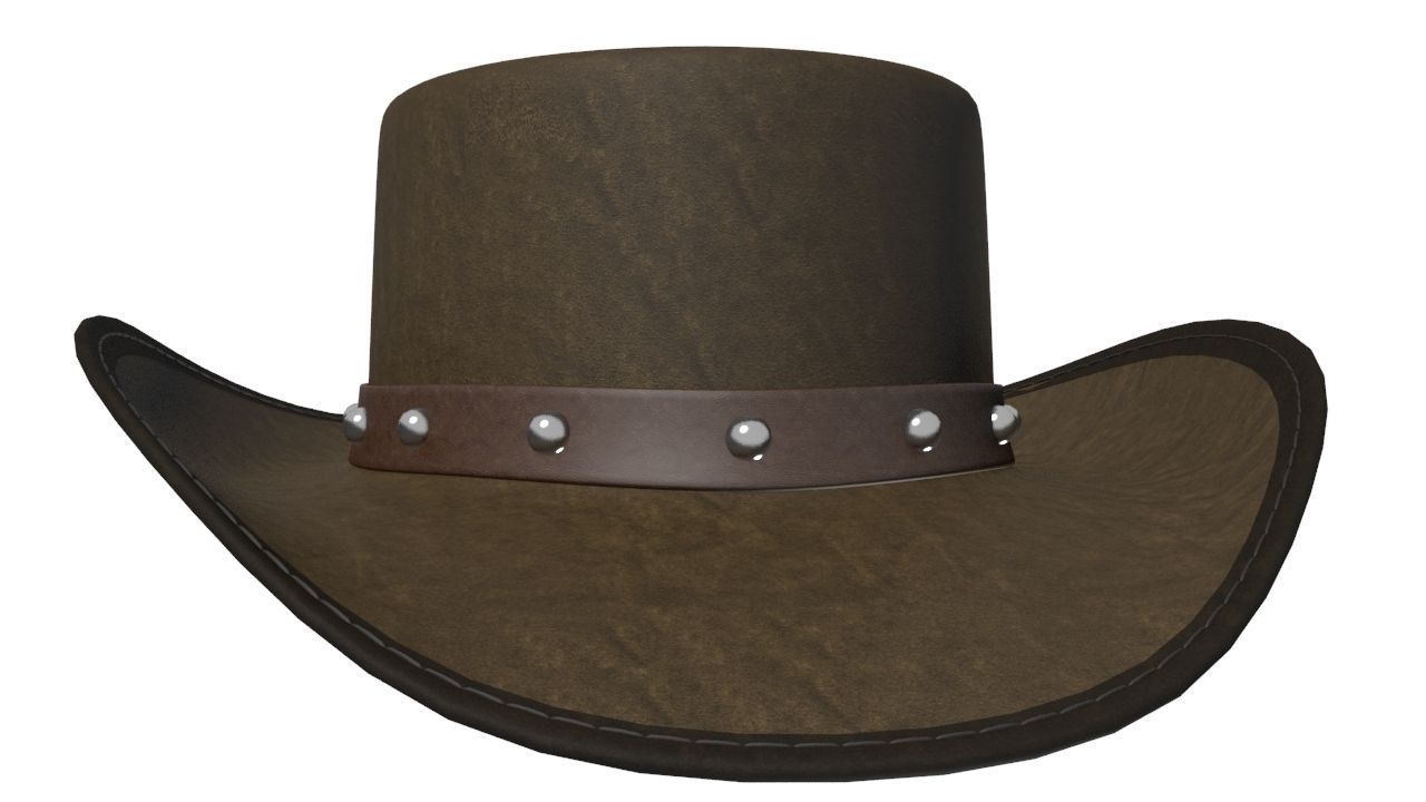 Django Hat High Poly 3D model_3