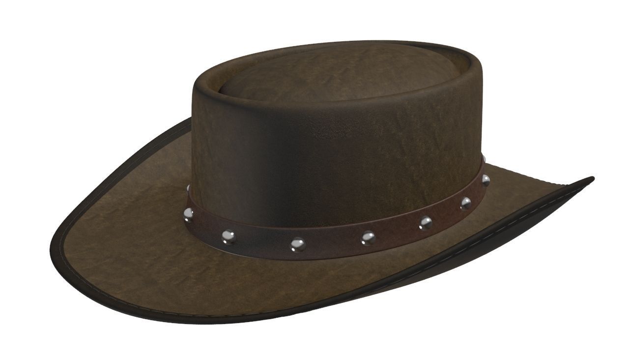 Django Hat High Poly 3D model_4