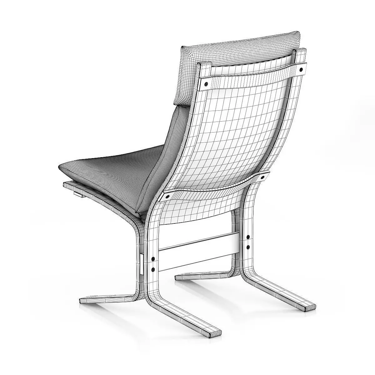 Wooden Lounge Chair 3D model_7