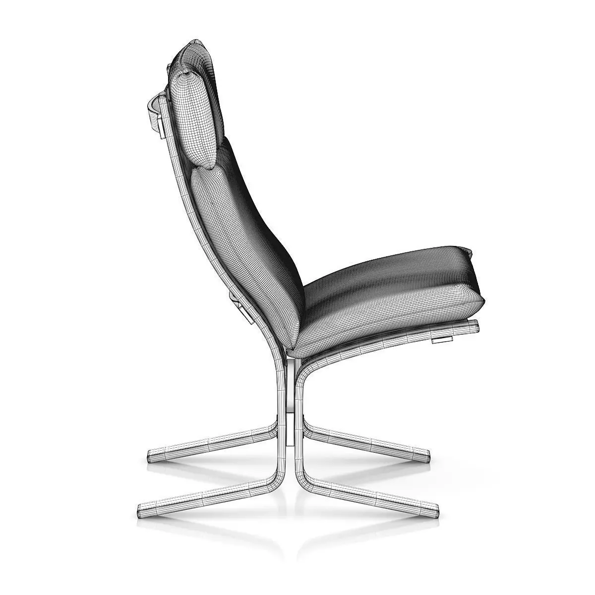 Wooden Lounge Chair 3D model_3