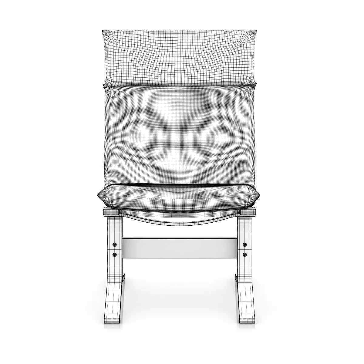 Wooden Lounge Chair 3D model_5