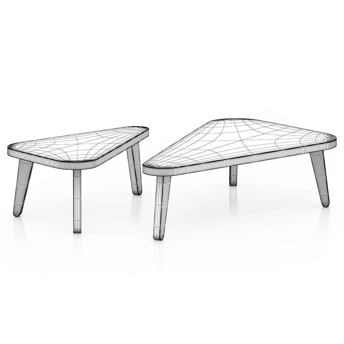 Two Triangle Coffee Tables 3D model_1