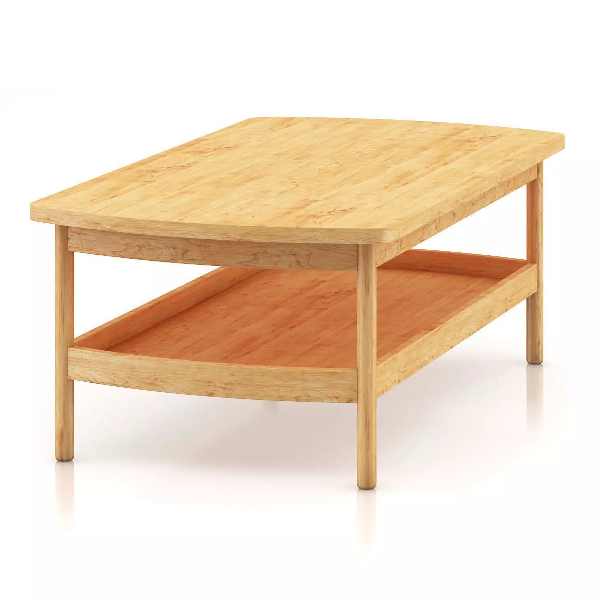 Wooden Coffee Table 3D model_2