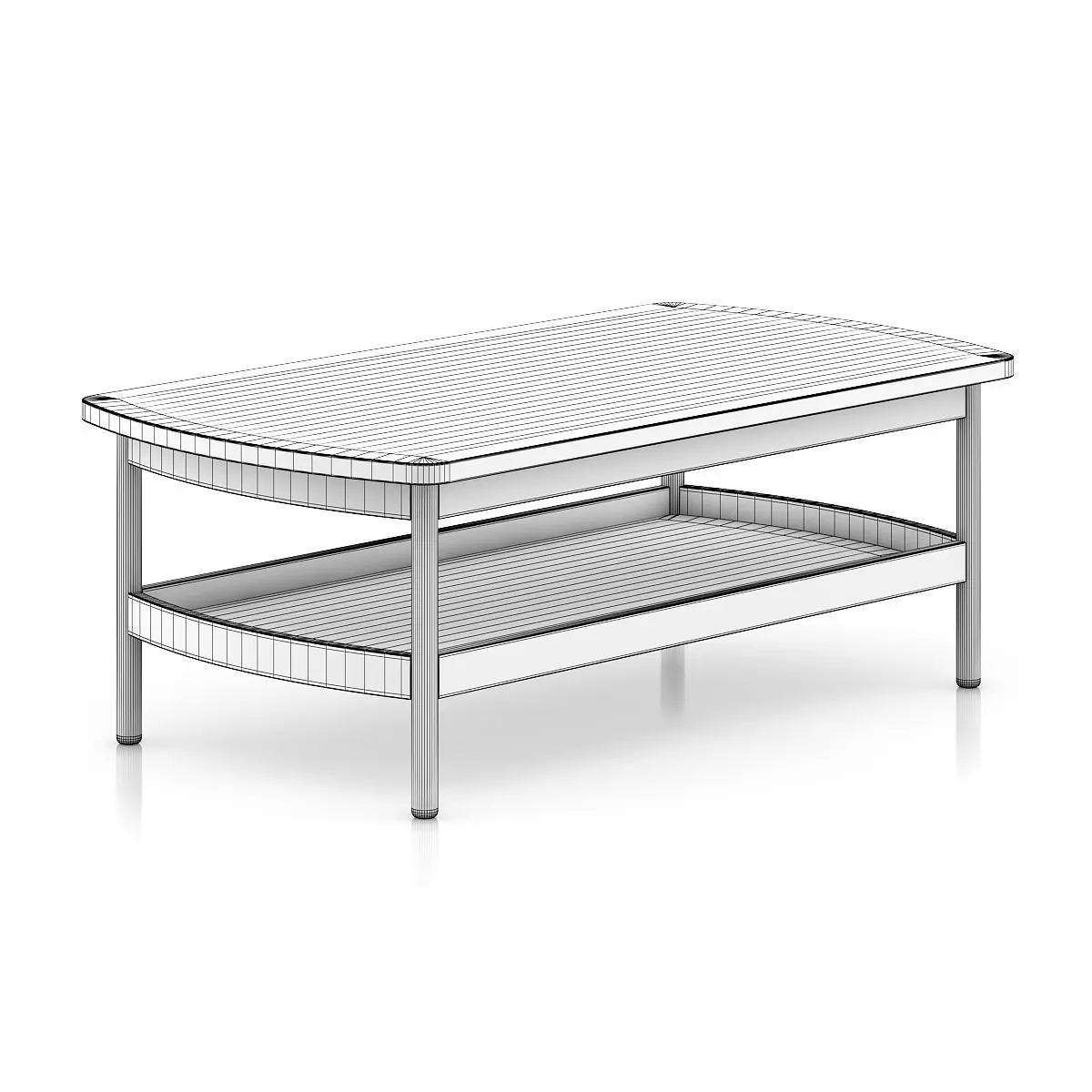 Wooden Coffee Table 3D model_1