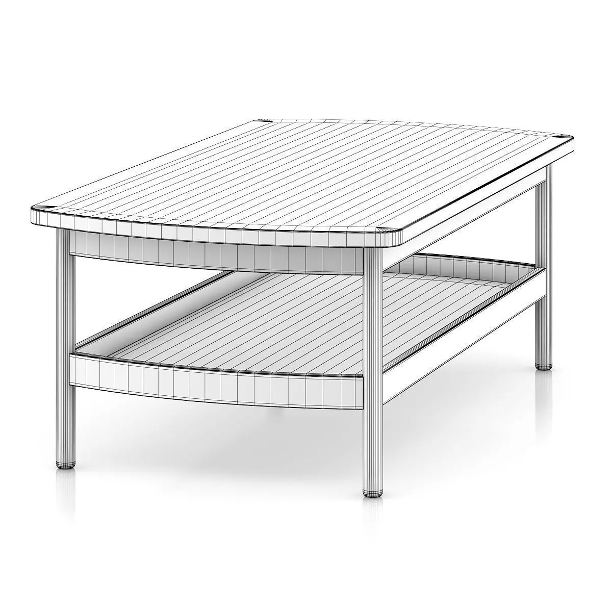 Wooden Coffee Table 3D model_3