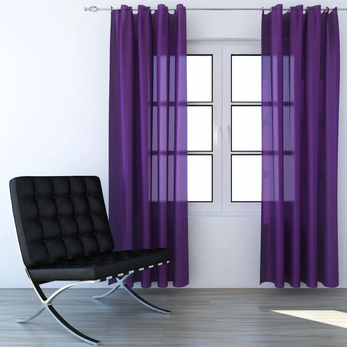 Violet Curtains 3D model_4