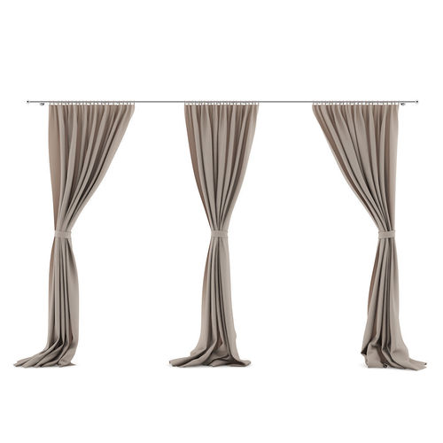 Beige Triple Curtains 3D model