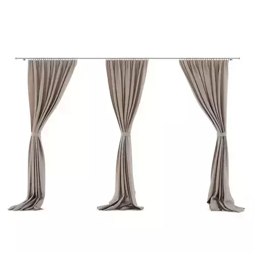 Beige Triple Curtains 3D model