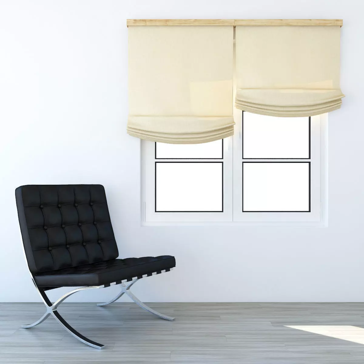 Beige Window Blinds 3D model_4