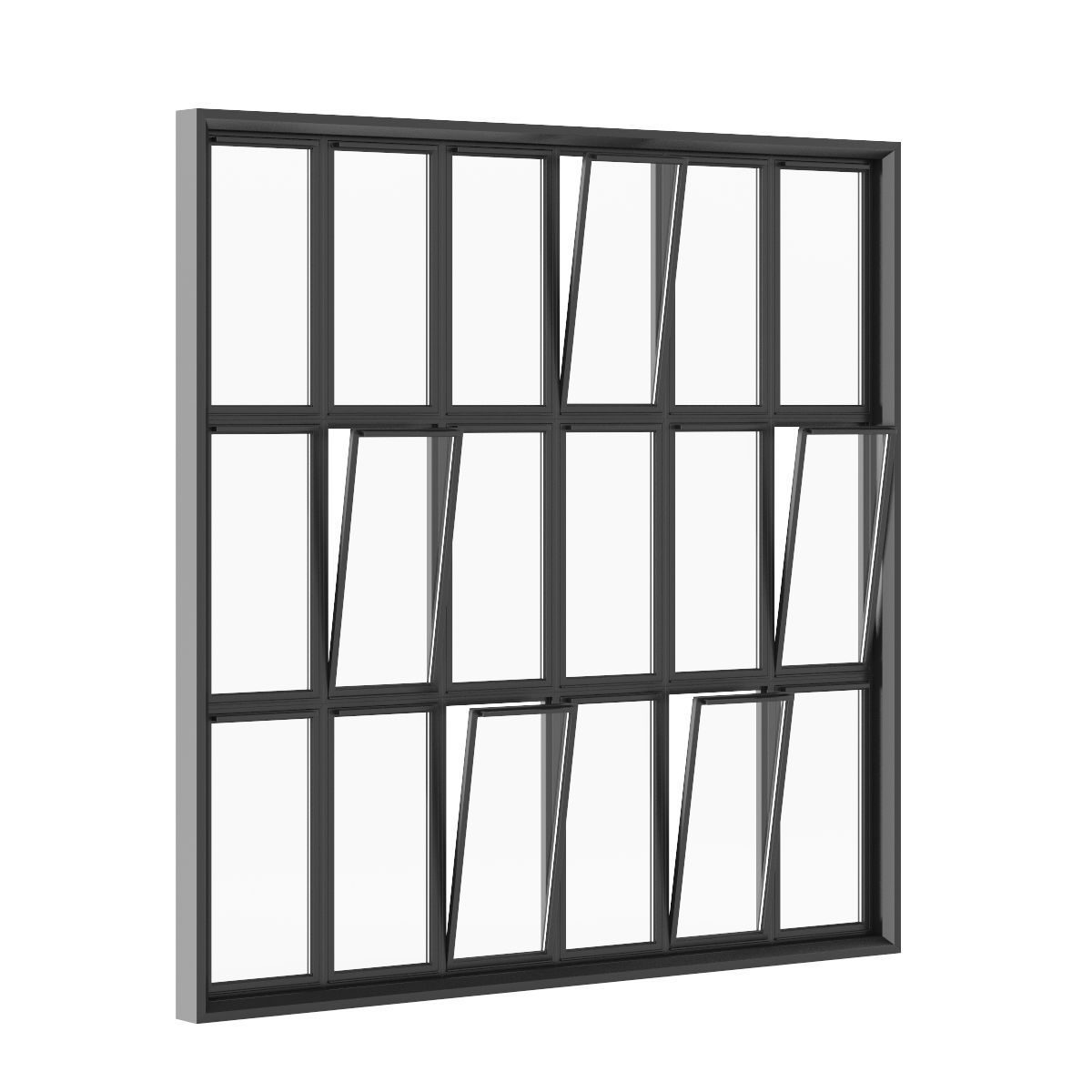 Black Metal Window 2820mm x 2820mm 3D model_2