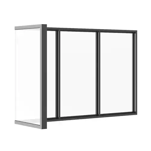 Black Metal Corner Window 3040mm x 1880mm 3D model