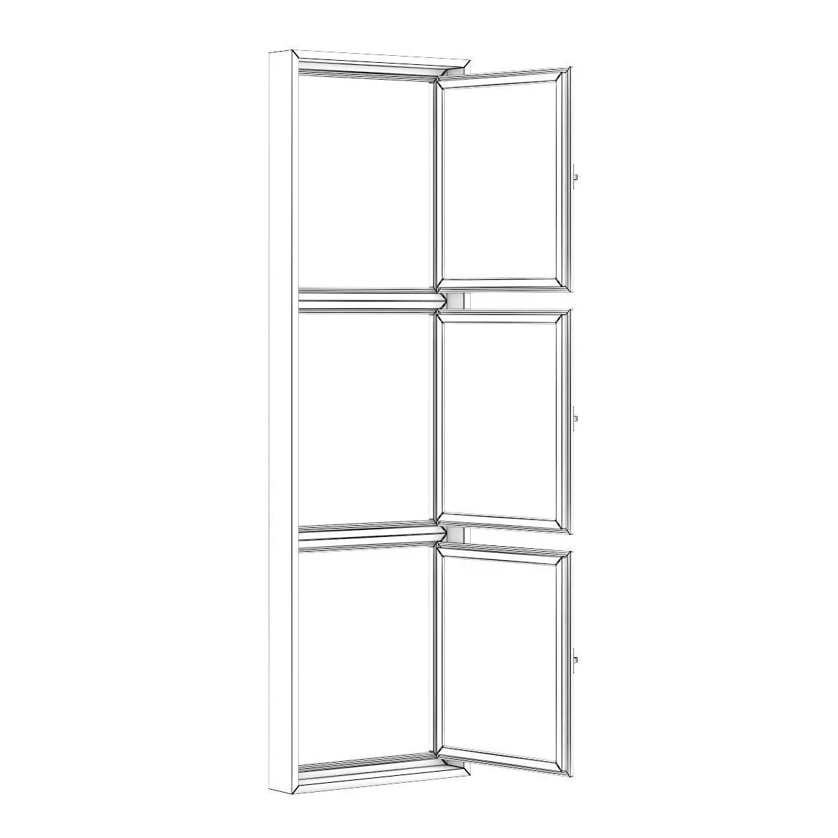 Black Metal Window 800mm x 2700mm 3D model_3