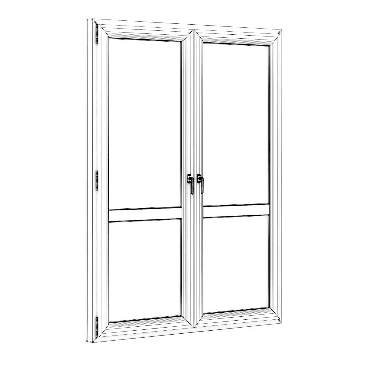 Wooden Window 1730mm x 2300mm 3D model_1