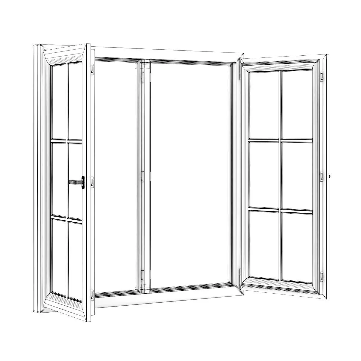 Wooden Window 1530mm x 1600mm 3D model_3