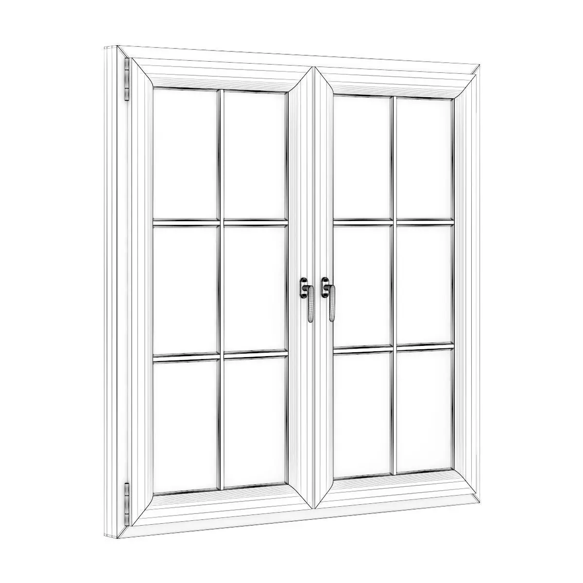 Wooden Window 1530mm x 1600mm 3D model_1