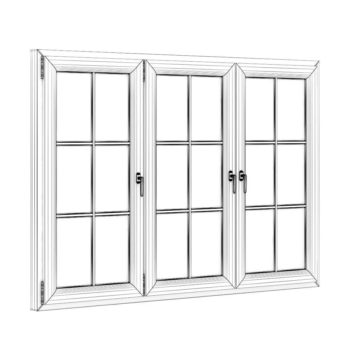 Wooden Window 2270mm x 1600mm 3D model_1