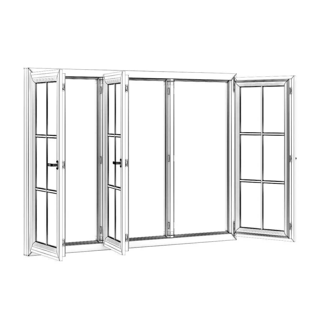 Wooden Window 2270mm x 1600mm 3D model_3