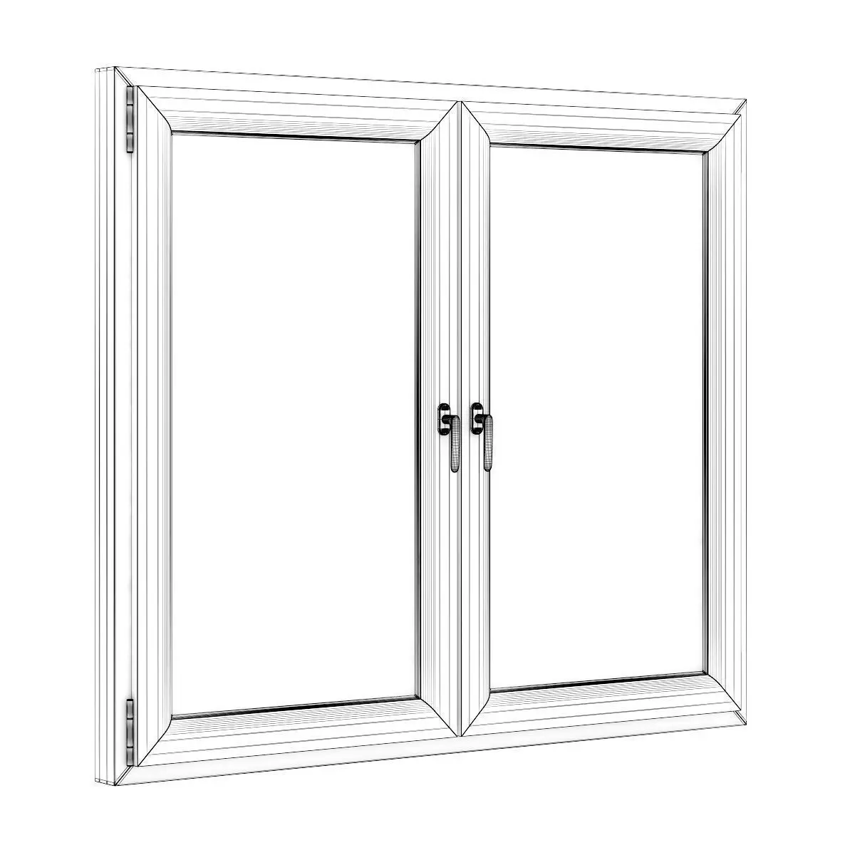 Wooden Window 1730mm x 1500mm 3D model_1