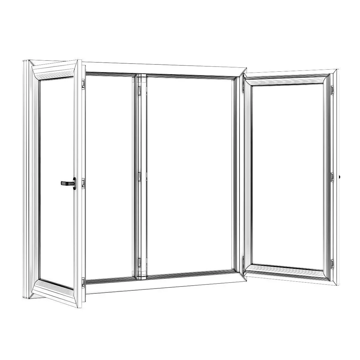 Wooden Window 1730mm x 1500mm 3D model_3