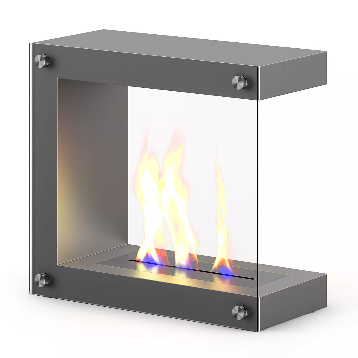 Metal Gas Fireplace 3D model_0