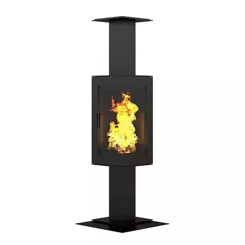 Standing Metal Fireplace 3 3D model