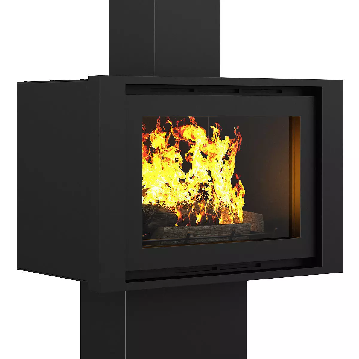 Standing Metal Fireplace 2 3D model_2