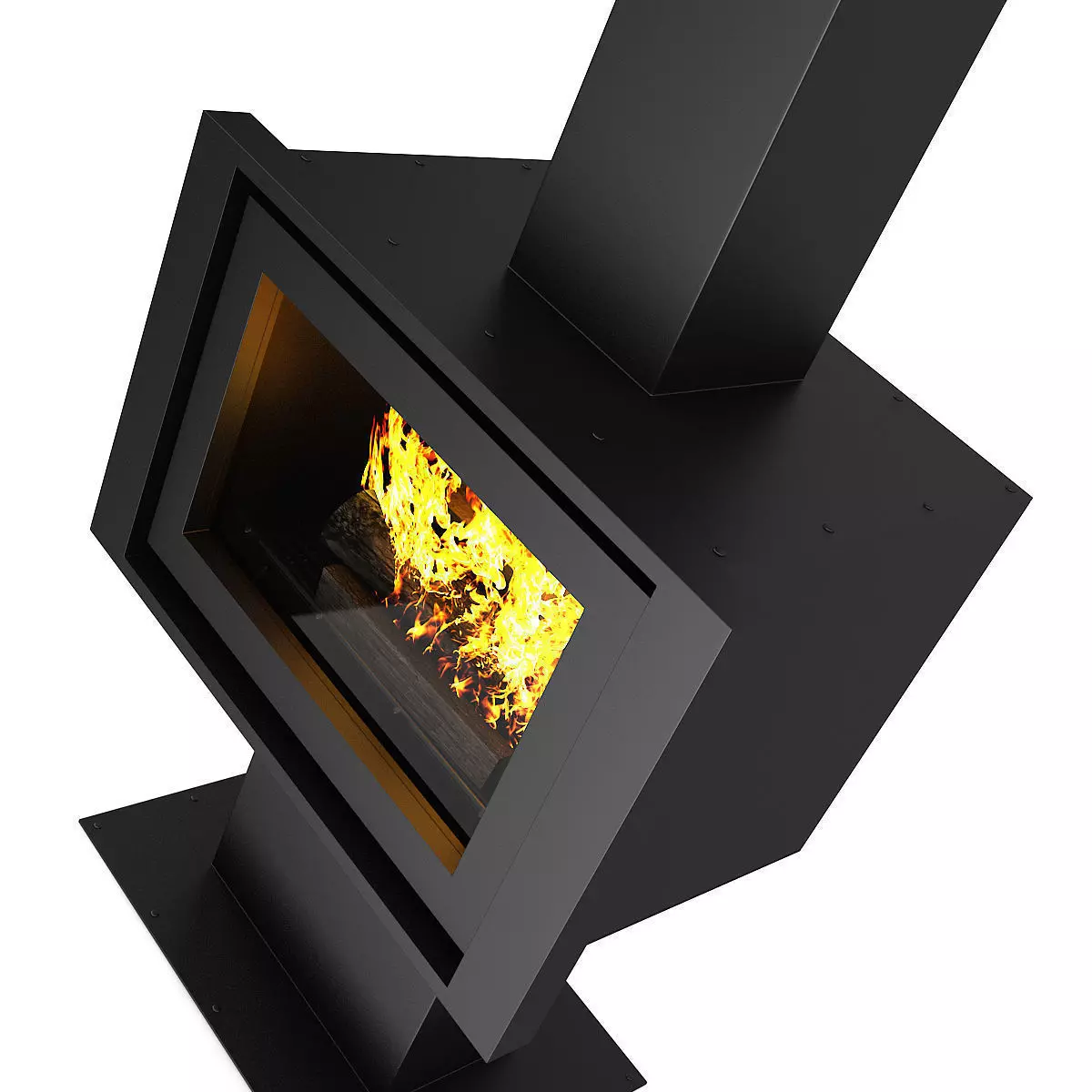 Standing Metal Fireplace 2 3D model_4