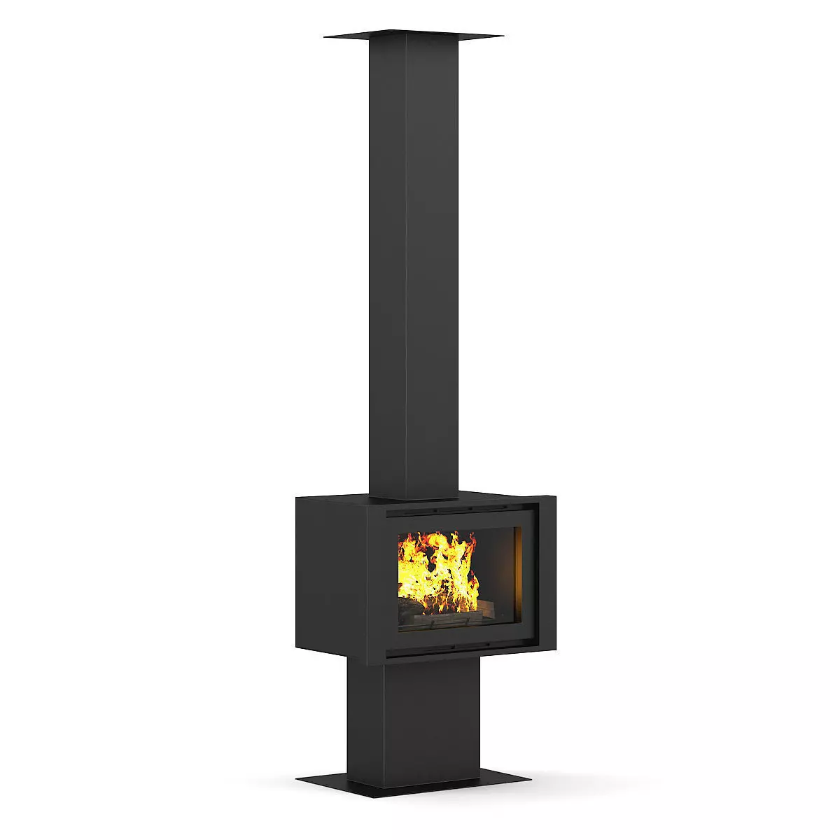 Standing Metal Fireplace 2 3D model_0